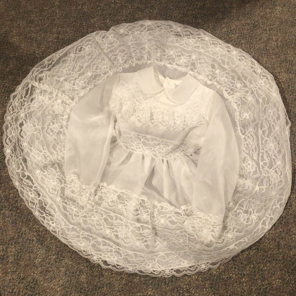 VTG Hollywood Girls 6X Dress Communion Wedding Party Formal Lace￼ Full Circle